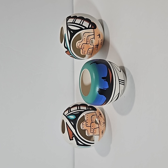 Southwestern Trio Handmade Pottery Mini Vases - Picture 1 of 6